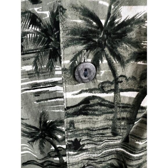 Pineapple Connection Green Island Palm tree Men Button Up Short Sleeve Shirt 2X - Picture 7 of 8